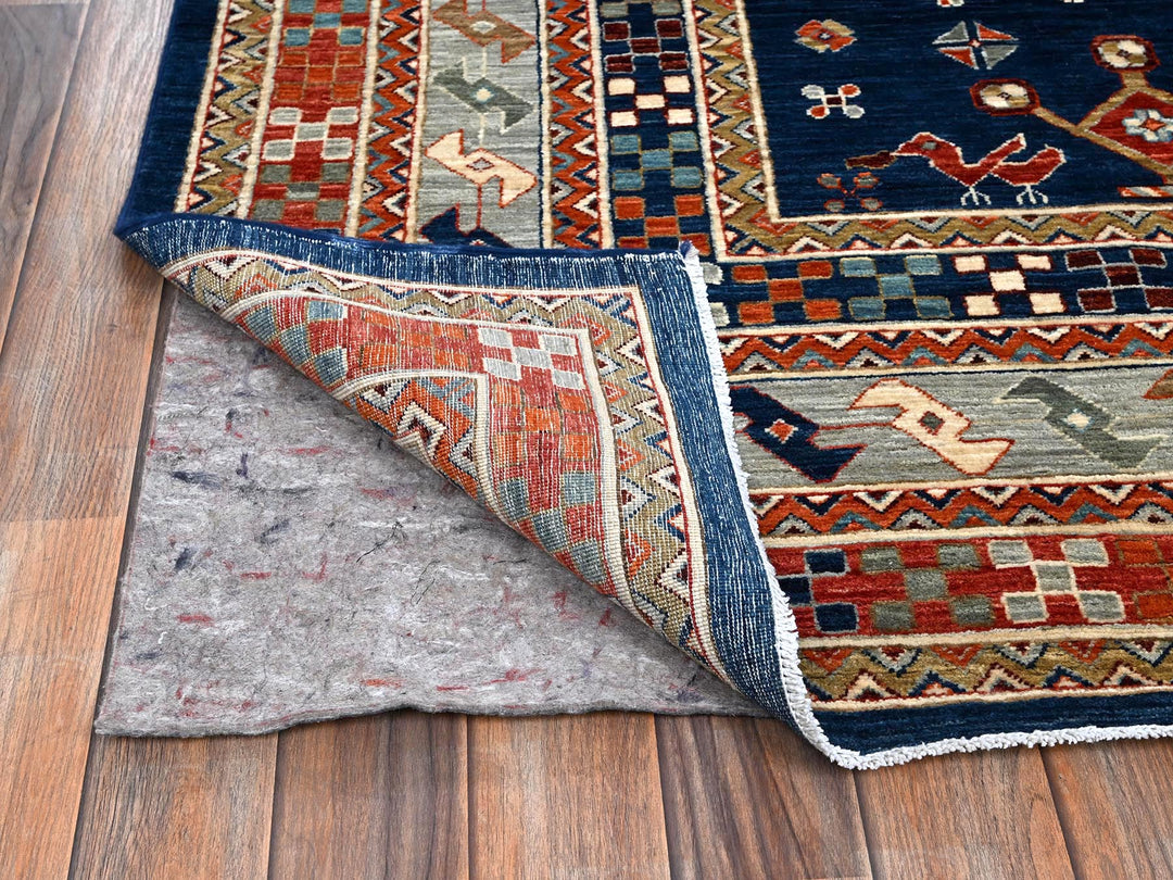 8'10" x 11'6" New Hand Knotted Blue Wool Rectangle Oriental Rug - MOA1021142