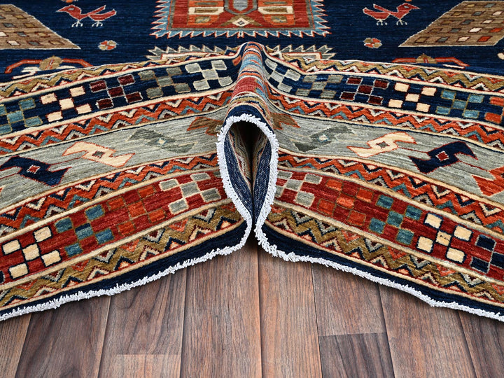 8'10" x 11'6" New Hand Knotted Blue Wool Rectangle Oriental Rug - MOA1021142
