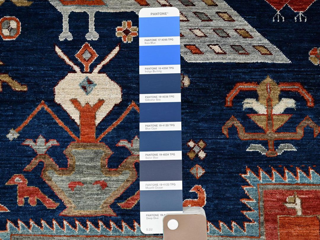 8'10" x 11'6" New Hand Knotted Blue Wool Rectangle Oriental Rug - MOA1021142