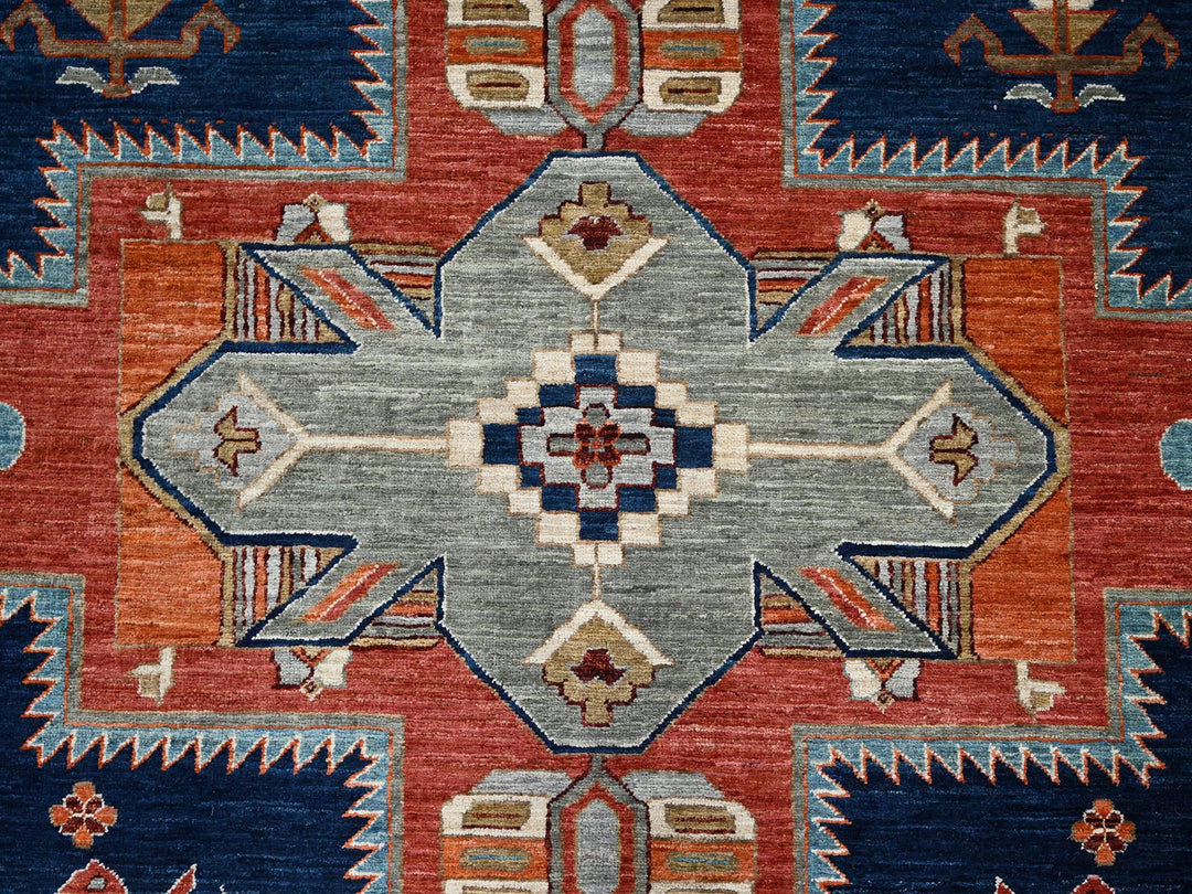 8'10" x 11'6" New Hand Knotted Blue Wool Rectangle Oriental Rug - MOA1021142