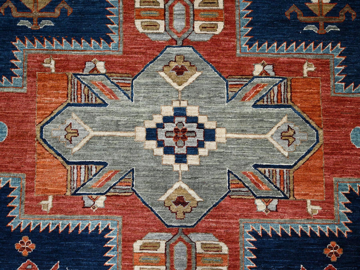 8'10" x 11'6" New Hand Knotted Blue Wool Rectangle Oriental Rug - MOA1021142