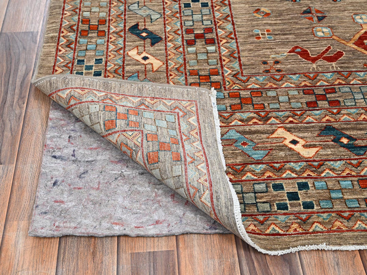 9'1" x 11'6" New Hand Knotted Grey Wool Rectangle Oriental Rug - MOA1021143