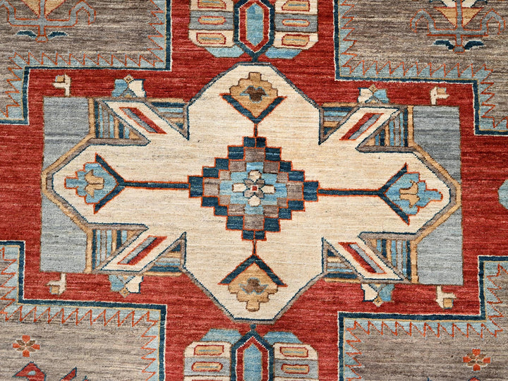 9'1" x 11'6" New Hand Knotted Grey Wool Rectangle Oriental Rug - MOA1021143