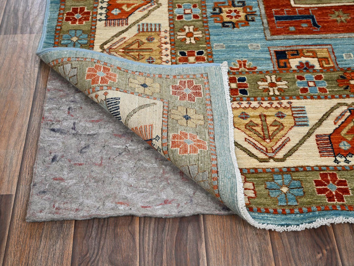 6'0" x 8'6" New Hand Knotted Blue Wool Rectangle Oriental Rug - MOA1021144