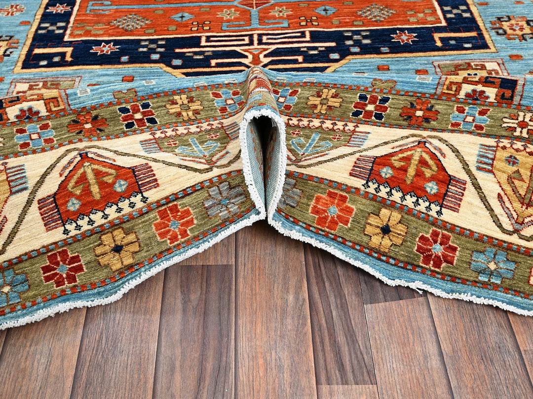 6'0" x 8'6" New Hand Knotted Blue Wool Rectangle Oriental Rug - MOA1021144