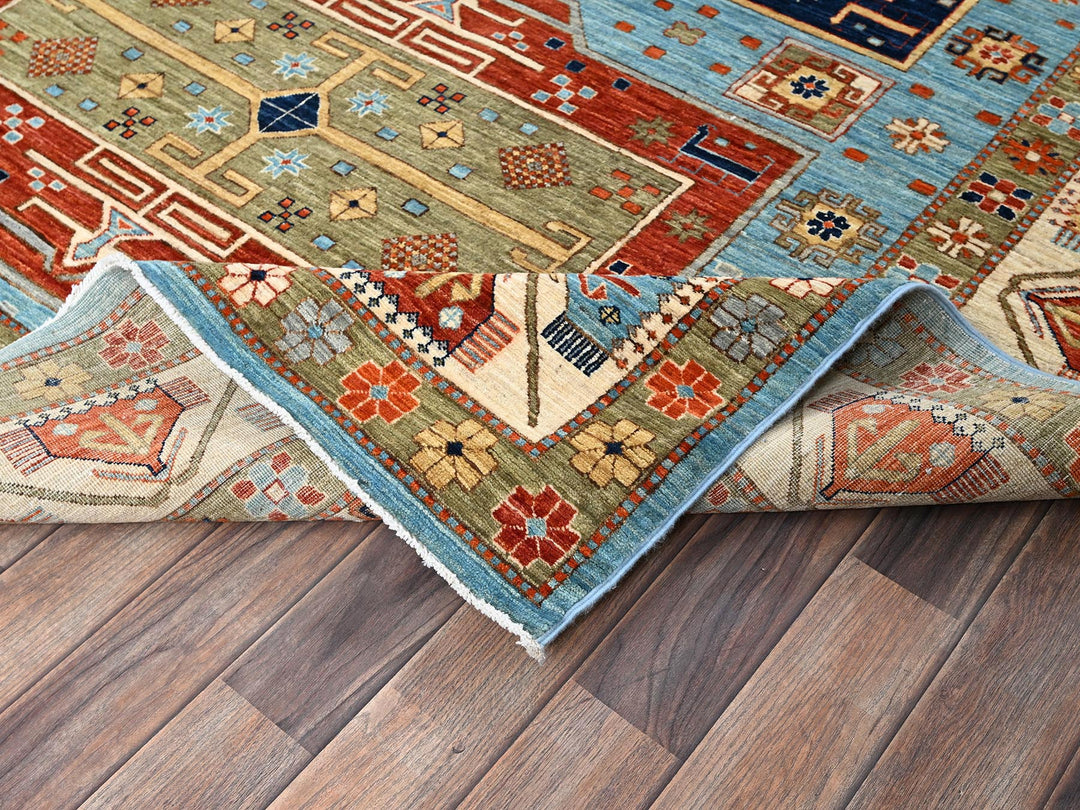 6'0" x 8'6" New Hand Knotted Blue Wool Rectangle Oriental Rug - MOA1021144