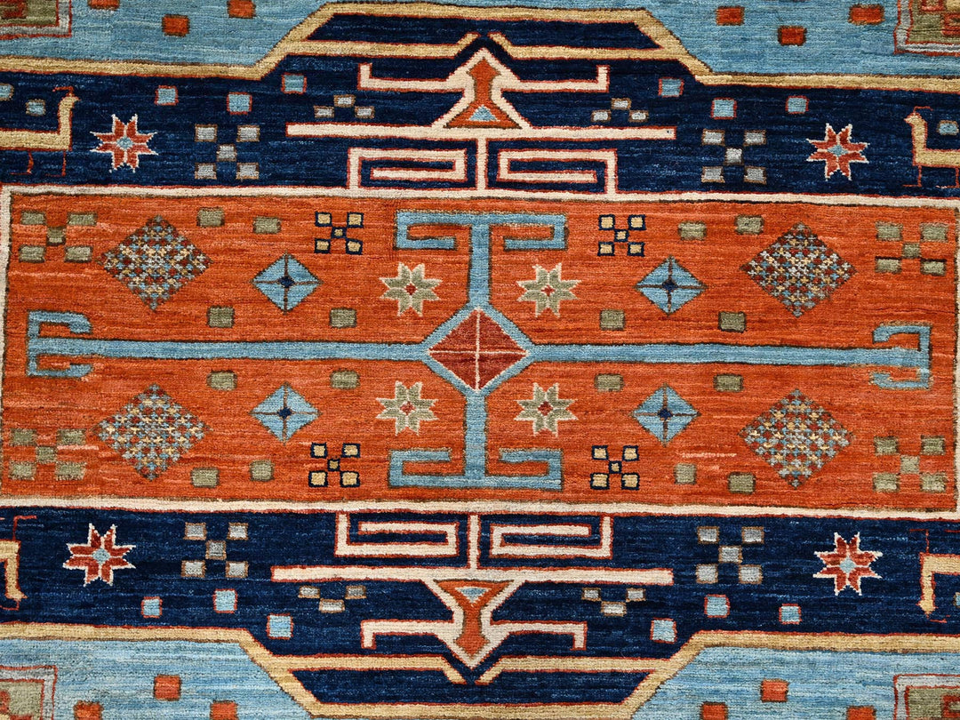 6'0" x 8'6" New Hand Knotted Blue Wool Rectangle Oriental Rug - MOA1021144