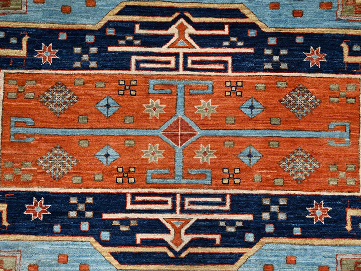 6'0" x 8'6" New Hand Knotted Blue Wool Rectangle Oriental Rug - MOA1021144