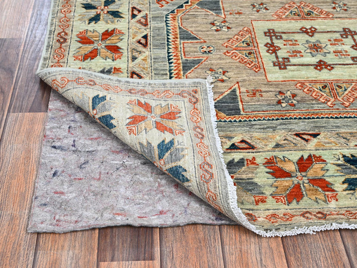 3'11" x 9'5" New Hand Knotted Green Wool Runner Oriental Rug - MOA1021145