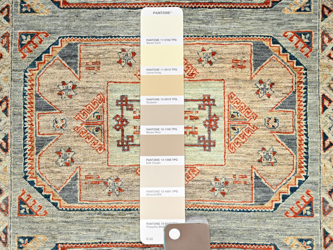 3'11" x 9'5" New Hand Knotted Green Wool Runner Oriental Rug - MOA1021145