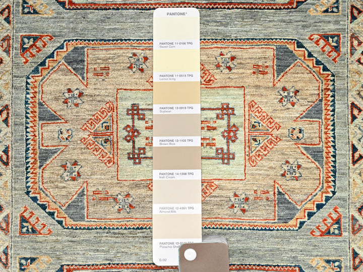 3'11" x 9'5" New Hand Knotted Green Wool Runner Oriental Rug - MOA1021145