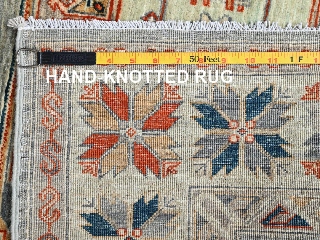 3'11" x 9'5" New Hand Knotted Green Wool Runner Oriental Rug - MOA1021145