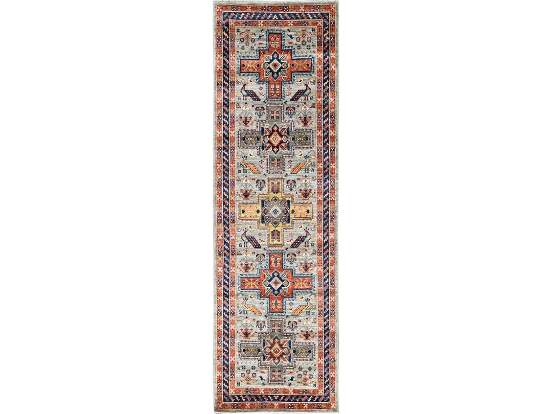 2'9" x 7'11" New Hand Knotted Grey Wool Runner Oriental Rug - MOA1021146