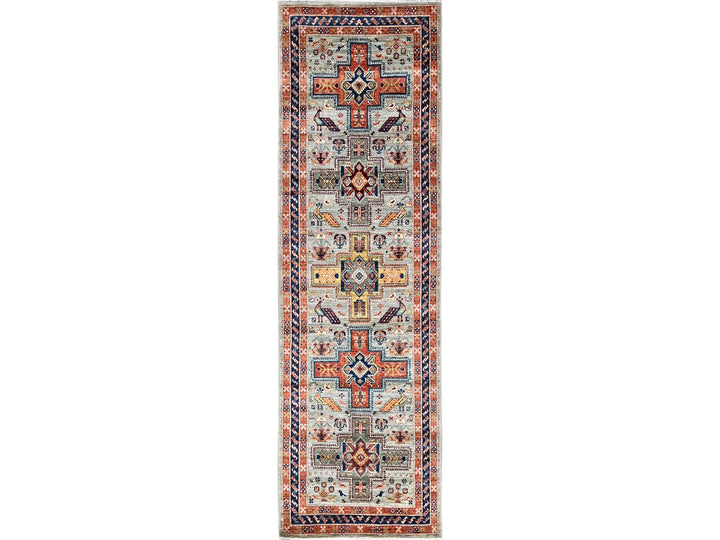2'9" x 7'11" New Hand Knotted Grey Wool Runner Oriental Rug - MOA1021146