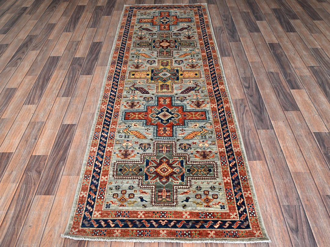 2'9" x 7'11" New Hand Knotted Grey Wool Runner Oriental Rug - MOA1021146