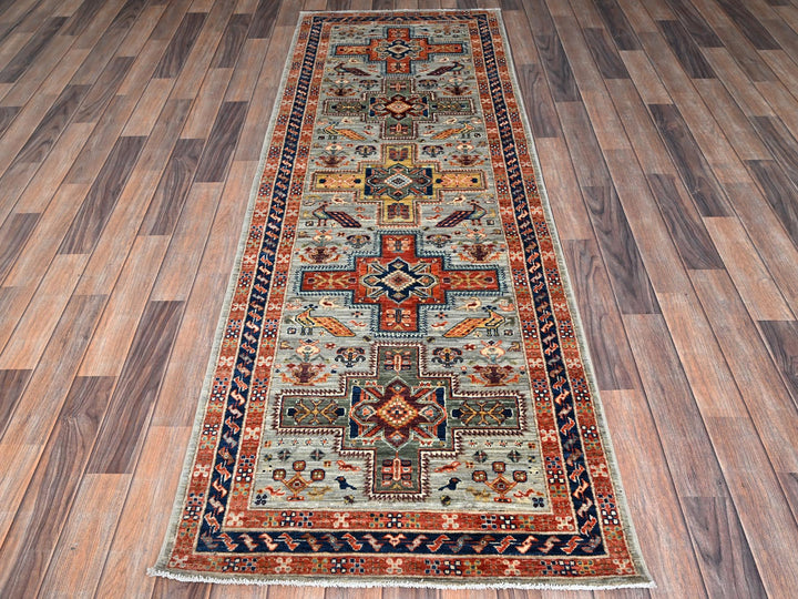 2'9" x 7'11" New Hand Knotted Grey Wool Runner Oriental Rug - MOA1021146