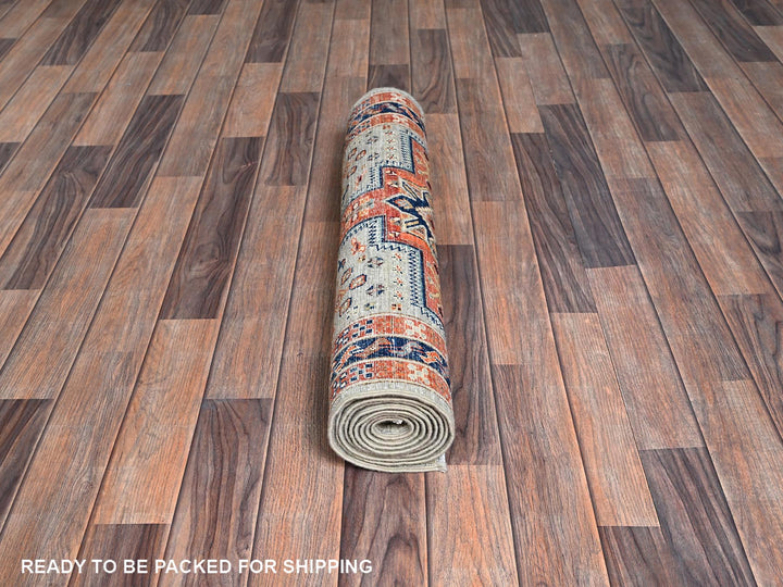 2'9" x 7'11" New Hand Knotted Grey Wool Runner Oriental Rug - MOA1021146