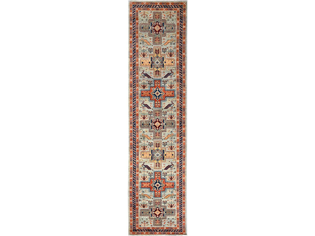 2'8" x 11'3" New Hand Knotted Grey Wool Runner Oriental Rug - MOA1021147