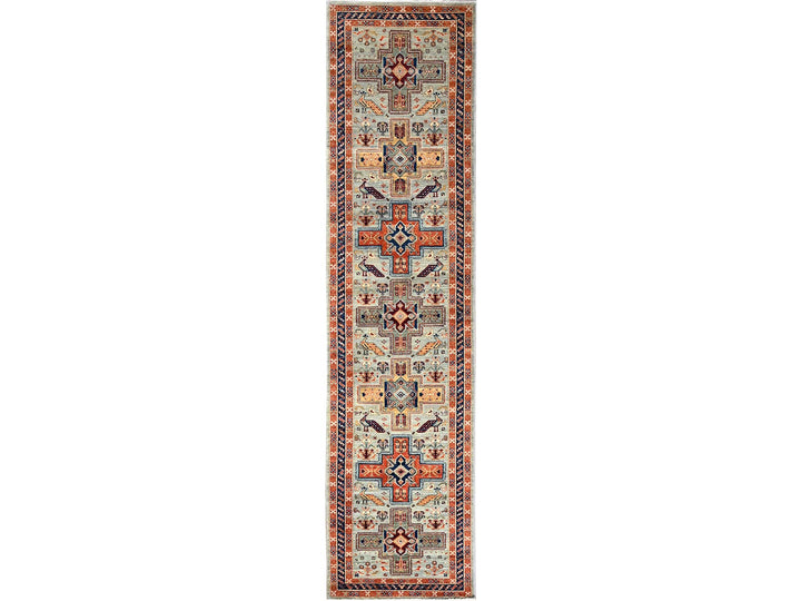 2'8" x 11'3" New Hand Knotted Grey Wool Runner Oriental Rug - MOA1021147