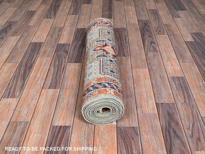 2'7" x 11'3" New Hand Knotted Grey Wool Runner Oriental Rug - MOA1021148