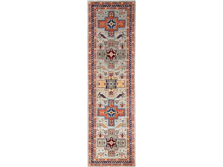 2'8" x 9'7" New Hand Knotted Grey Wool Runner Oriental Rug - MOA1021150