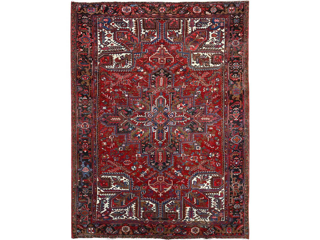 8'2" x 10'10" Vintage Hand Knotted Red Wool Rectangle Oriental Rug - MOA102116