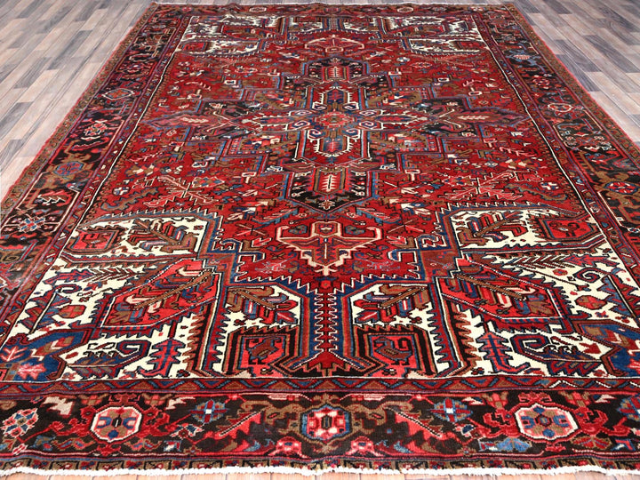 8'2" x 10'10" Vintage Hand Knotted Red Wool Rectangle Oriental Rug - MOA102116