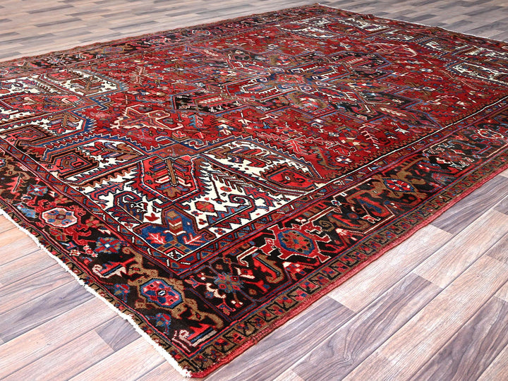 8'2" x 10'10" Vintage Hand Knotted Red Wool Rectangle Oriental Rug - MOA102116