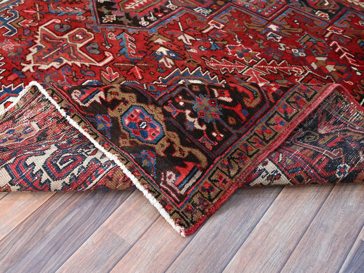 8'2" x 10'10" Vintage Hand Knotted Red Wool Rectangle Oriental Rug - MOA102116