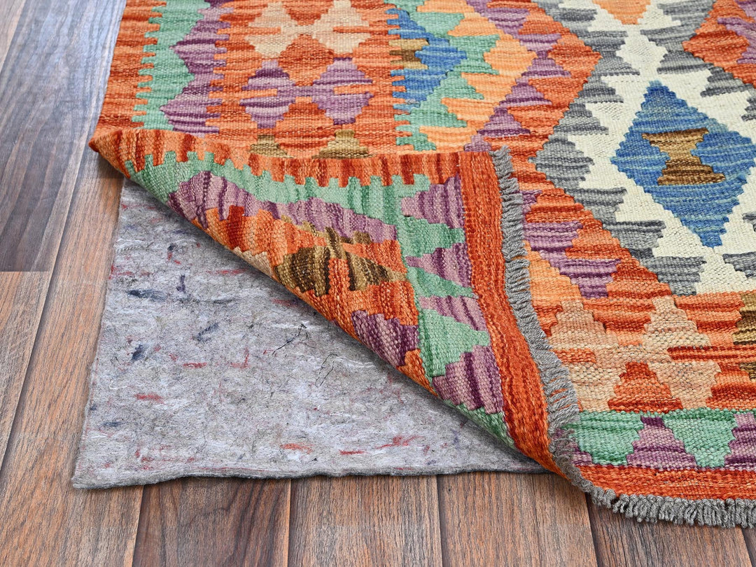 4'0" x 6'3" New Hand Woven Orange Wool Rectangle Oriental Rug - MOA1021193