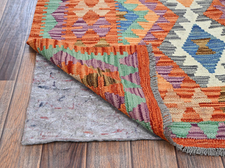 4'0" x 6'3" New Hand Woven Orange Wool Rectangle Oriental Rug - MOA1021193