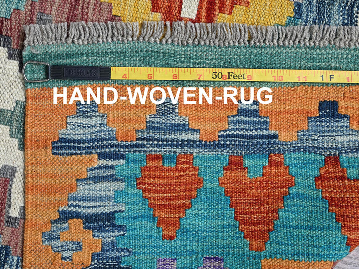 3'11" x 5'10" New Hand Woven Blue Wool Rectangle Oriental Rug - MOA1021194
