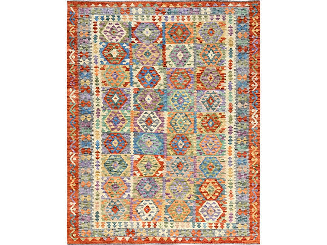 8'5" x 11'2" New Hand Woven Ivory Wool Rectangle Oriental Rug - MOA1021216
