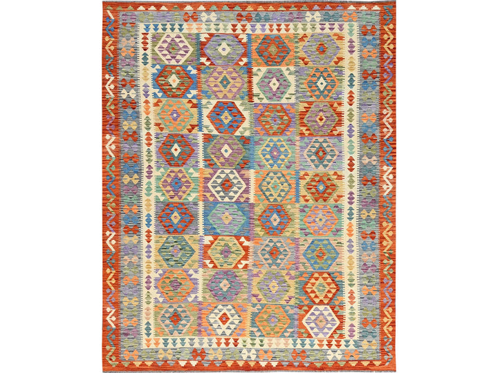 8'5" x 11'2" New Hand Woven Ivory Wool Rectangle Oriental Rug - MOA1021216