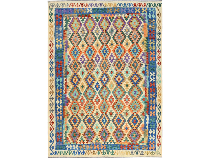 8'4" x 11'5" New Hand Woven Ivory Wool Rectangle Oriental Rug - MOA1021217