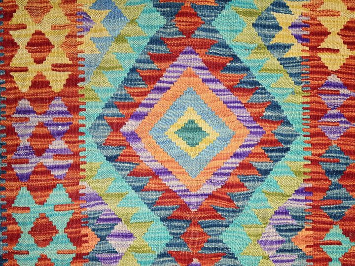 2'9" x 12'9" New Hand Woven Blue Wool Runner Oriental Rug - MOA1021227