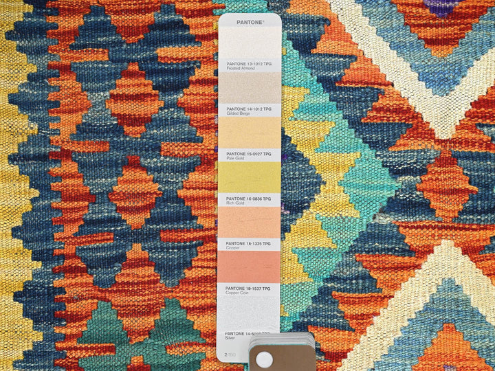 2'9" x 12'9" New Hand Woven Blue Wool Runner Oriental Rug - MOA1021227
