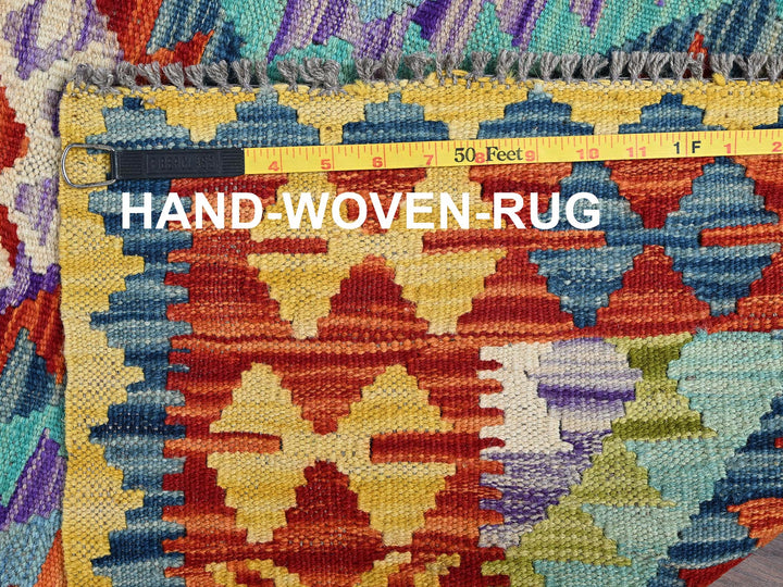 2'9" x 12'9" New Hand Woven Blue Wool Runner Oriental Rug - MOA1021227