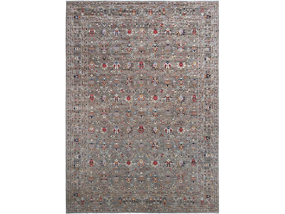14'10" x 20'8" New Hand Knotted Grey Wool Rectangle Oriental Rug - MOA102122