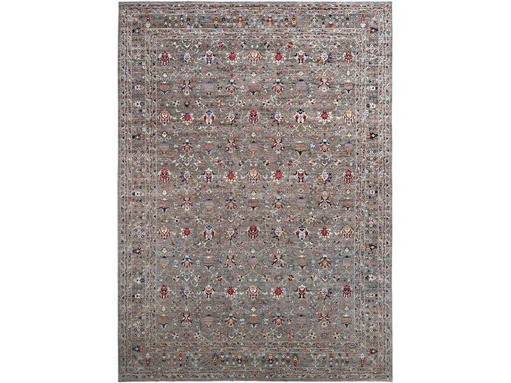 14'10" x 20'8" New Hand Knotted Grey Wool Rectangle Oriental Rug - MOA102122