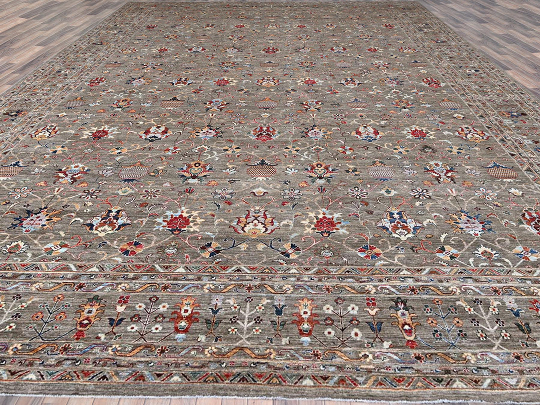 14'10" x 20'8" New Hand Knotted Grey Wool Rectangle Oriental Rug - MOA102122
