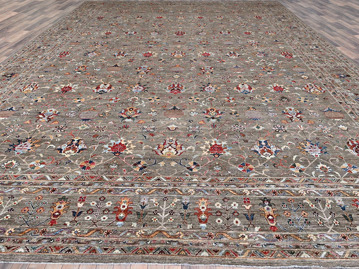 14'10" x 20'8" New Hand Knotted Grey Wool Rectangle Oriental Rug - MOA102122