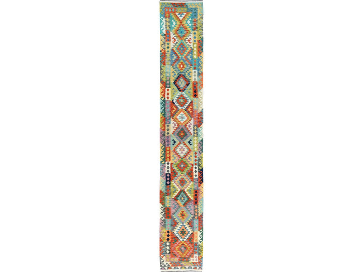 2'6" x 16'0" New Hand Woven Multicolored Wool Runner Oriental Rug - MOA1021233