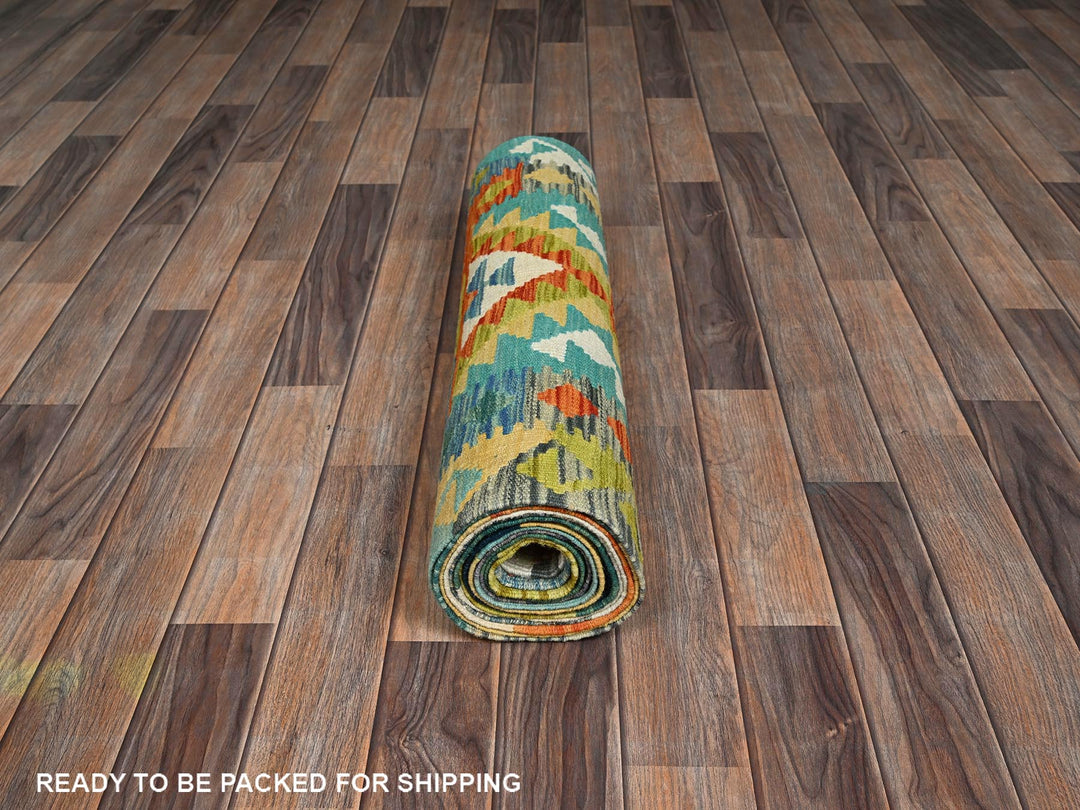 2'6" x 16'0" New Hand Woven Multicolored Wool Runner Oriental Rug - MOA1021233