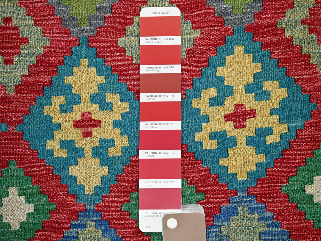 6'11" x 9'10" New Hand Woven Red Wool Rectangle Oriental Rug - MOA1021241