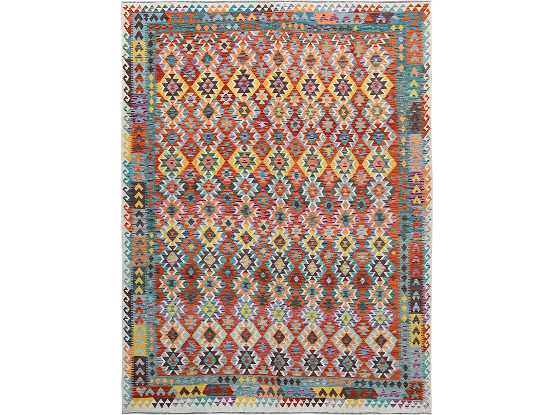10'0" x 12'11" New Hand Woven Multicolored Wool Rectangle Oriental Rug - MOA1021243