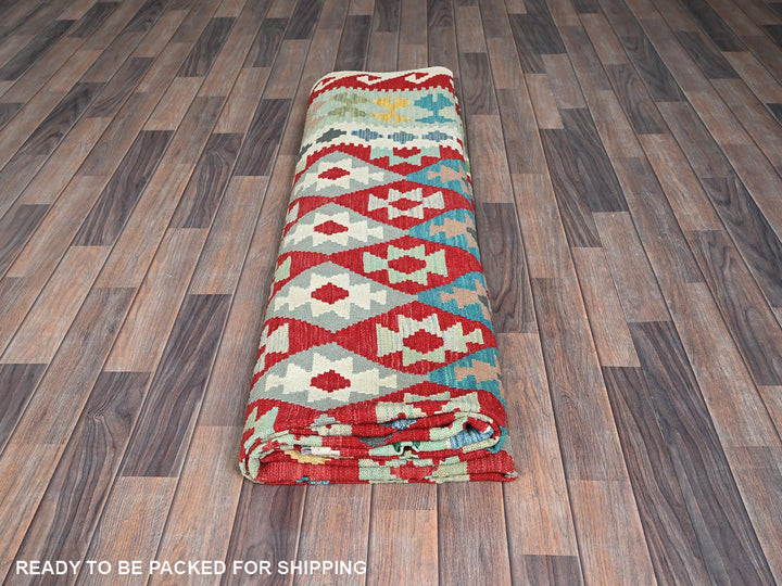 8'10" x 11'8" New Hand Woven Red Wool Rectangle Oriental Rug - MOA1021244