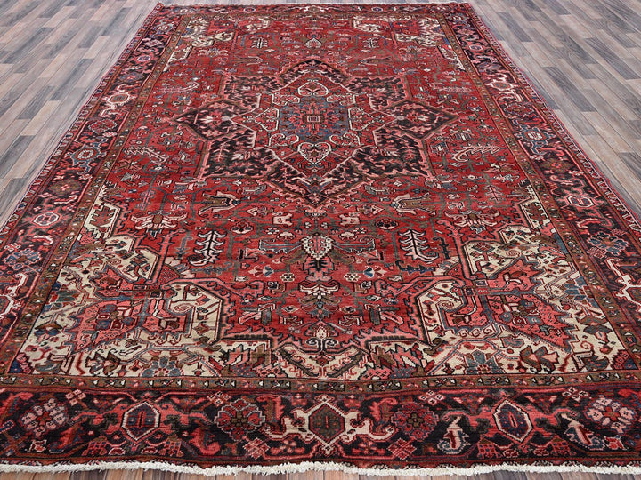 8'10" x 11'10" New Hand Knotted Red Wool Rectangle Oriental Rug - MOA1021248