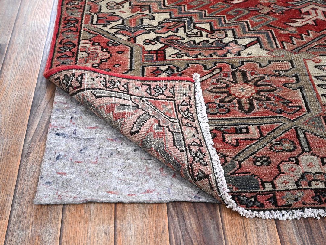 7'6" x 10'7" Vintage Hand Knotted Red Wool Rectangle Oriental Rug - MOA1021249