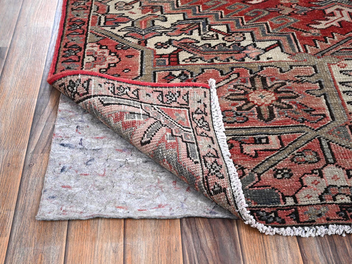 7'6" x 10'7" Vintage Hand Knotted Red Wool Rectangle Oriental Rug - MOA1021249